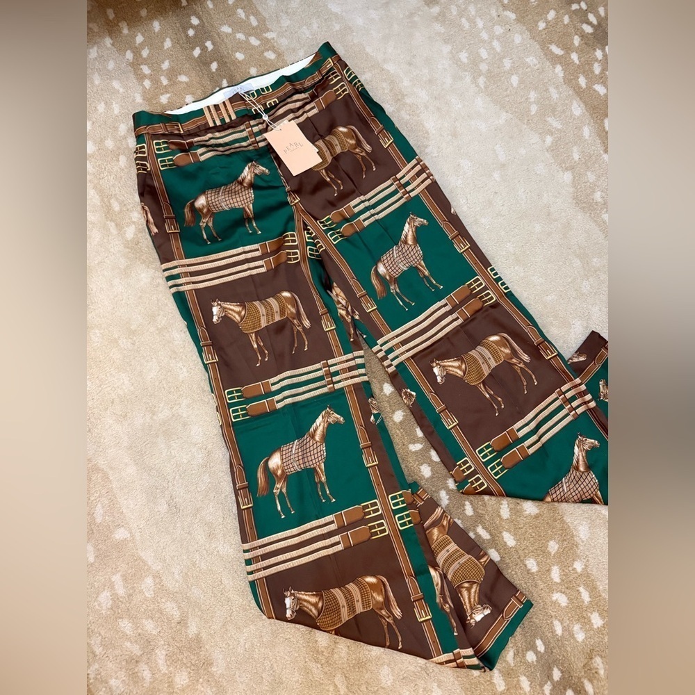 Pearl by lela rose NWT green equestrian twill wide leg pants women’s size 12 - Picture 4 of 10